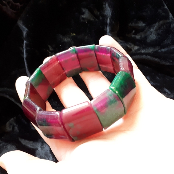 Jewelry - Genuine Ruby Fuchsite Chunky Stretch Bracelet
